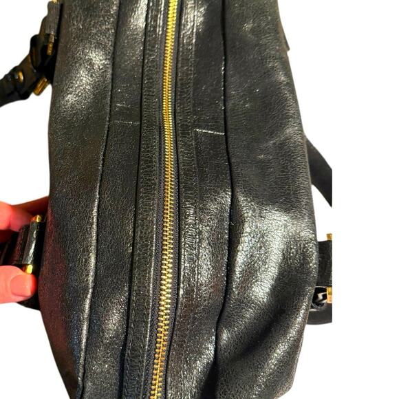 Tory Burch Black Patent satchel with tortoiseshell accent - Picture 6 of 11